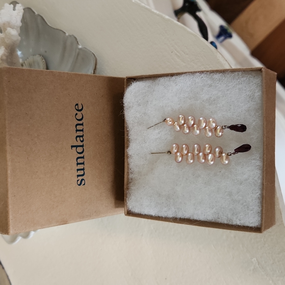 Sundance pink pearl & garnet earrings